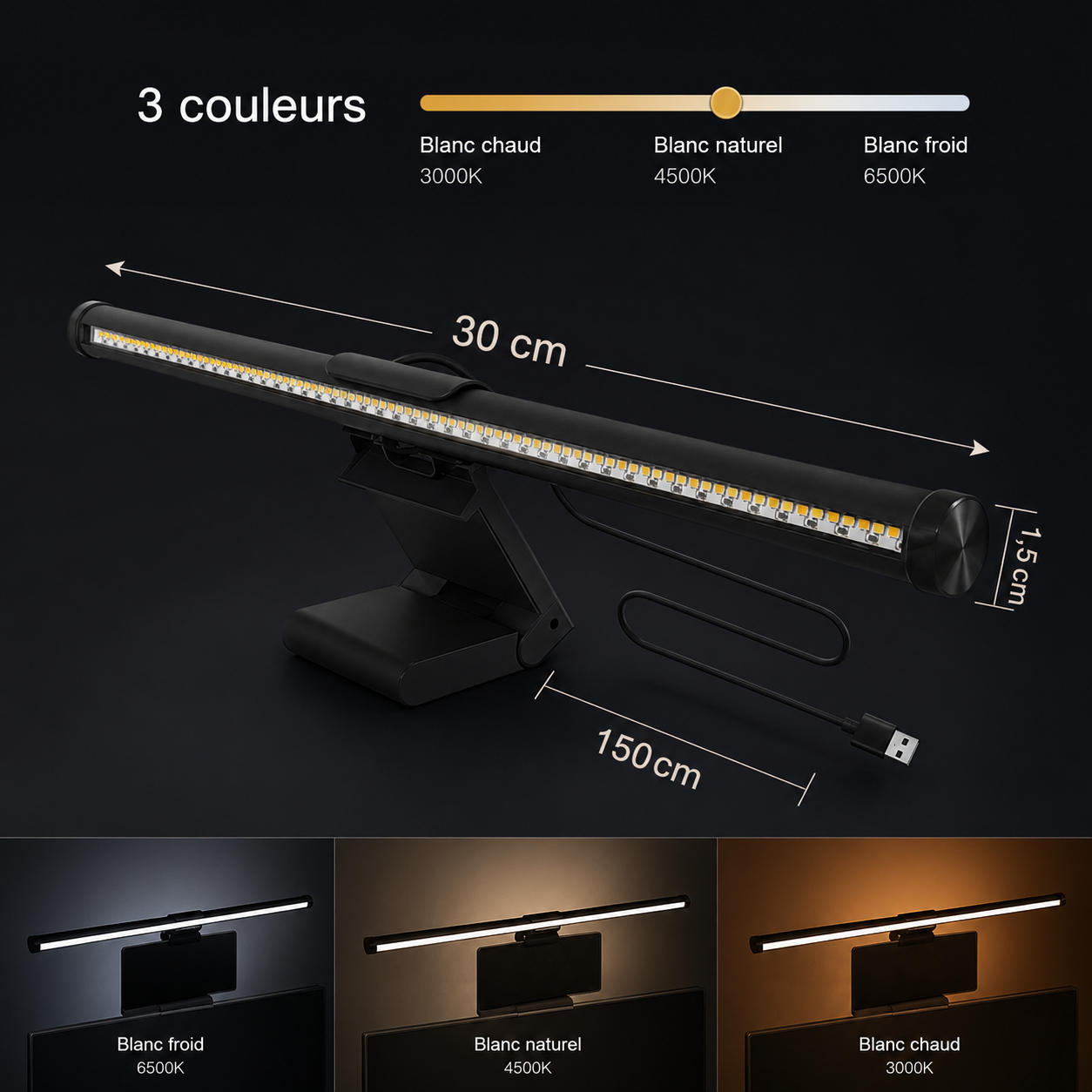 Barre lumineuse pour écran